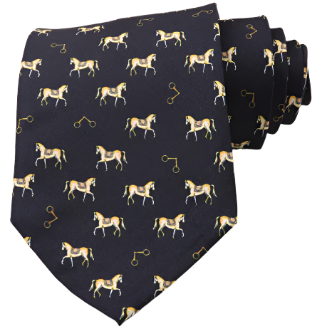 Saddled Horse/ Pony on Dark Blue Vintage Regular Tie