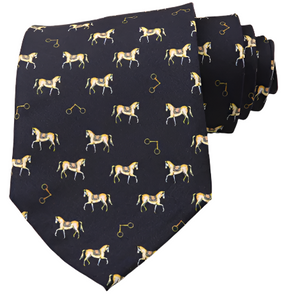 Saddled Horse/ Pony on Dark Blue Vintage Regular Tie