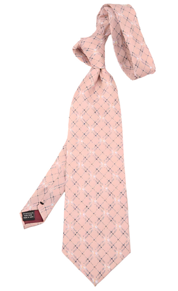 Blue Checkered Lines, Saddled Horse/Pony on Light Pastel Pink Vintage Regular Tie