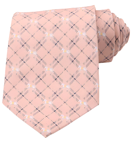 Blue Checkered Lines, Saddled Horse/Pony on Light Pastel Pink Vintage Regular Tie
