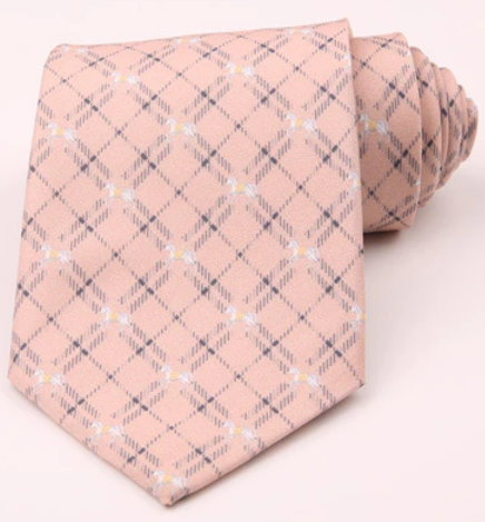 Blue Checkered Lines, Saddled Horse/Pony on Light Pastel Pink Vintage Regular Tie