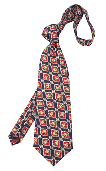 Clown Fish in Red Squares on Dark Blue Vintage Regular Tie