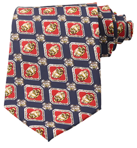 Clown Fish in Red Squares on Dark Blue Vintage Regular Tie