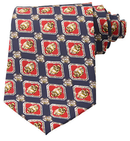 Clown Fish in Red Squares on Dark Blue Vintage Regular Tie