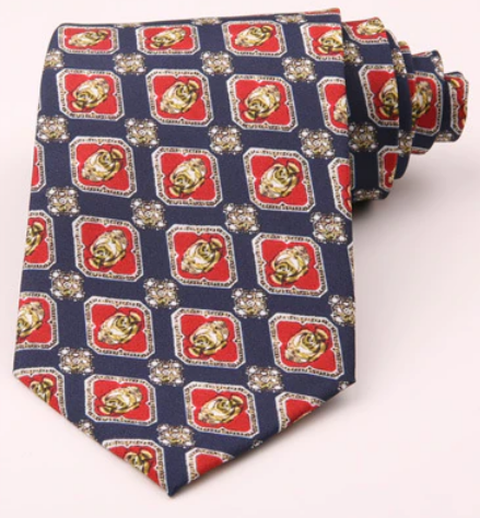 Clown Fish in Red Squares on Dark Blue Vintage Regular Tie