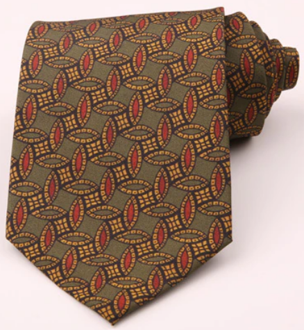 Classic African Leaf Pattern Green Vintage Regular Tie