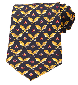 Yellow Autumn Leaves on Dark Blue Vintage Regular Tie
