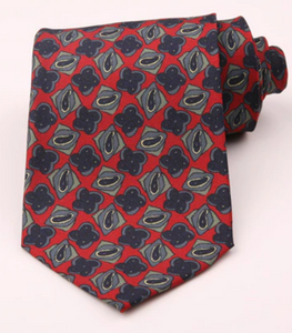Abstract Blue Mosaics on Red Vintage Regular Tie