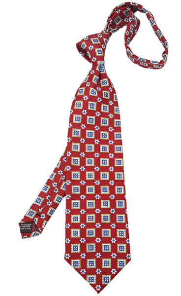 Classic Vintage Design Blue, Yellow & Red Regular Tie