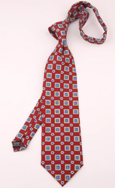 Classic Vintage Design Blue, Yellow & Red Regular Tie