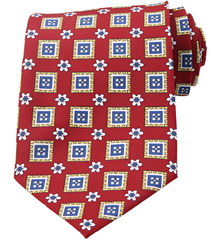 Classic Vintage Design Blue, Yellow & Red Regular Tie