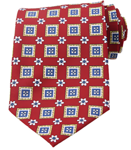 Classic Vintage Design Blue, Yellow & Red Regular Tie