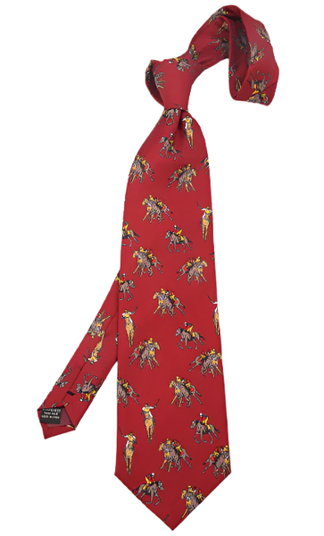 Yellow Polo Players on Red Vintage Regular Tie