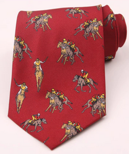 Yellow Polo Players on Red Vintage Regular Tie