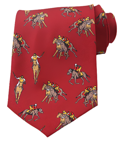 Yellow Polo Players on Red Vintage Regular Tie