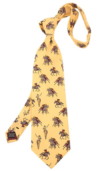 Yellow & Red Polo Players on Yellow Vintage Regular Tie