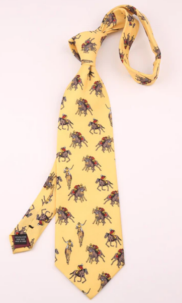 Yellow & Red Polo Players on Yellow Vintage Regular Tie