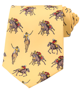 Yellow & Red Polo Players on Yellow Vintage Regular Tie