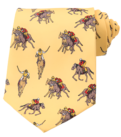 Yellow & Red Polo Players on Yellow Vintage Regular Tie