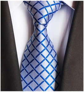 Light Blue & White Criss Cross Regular Tie