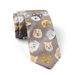 Pawsome Squad Dogs Light Ash Brown Cartoon Regular Tie