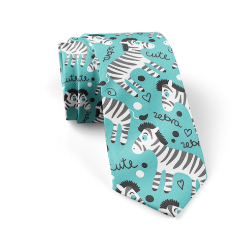 Zbruhs! Light Teal Cartoon Regular Tie