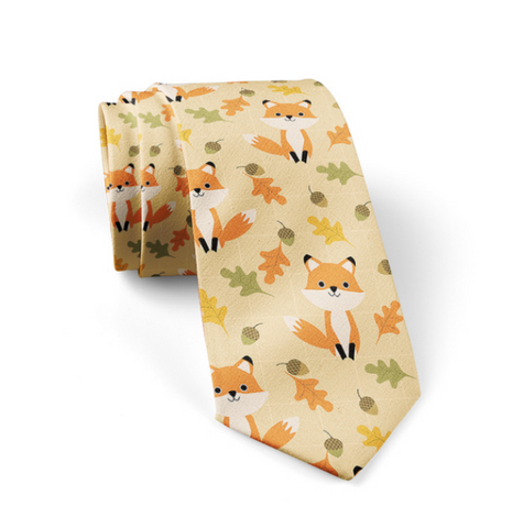What does the fox say? Light Yellow Cartoon Regular Tie