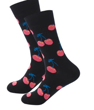 Pink Cherry Blue Socks