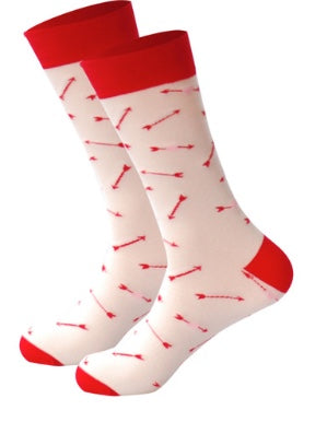 Red Arrow through Pink Heart Socks