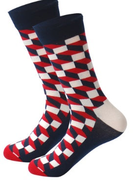 Red, Blue & White Checks Socks