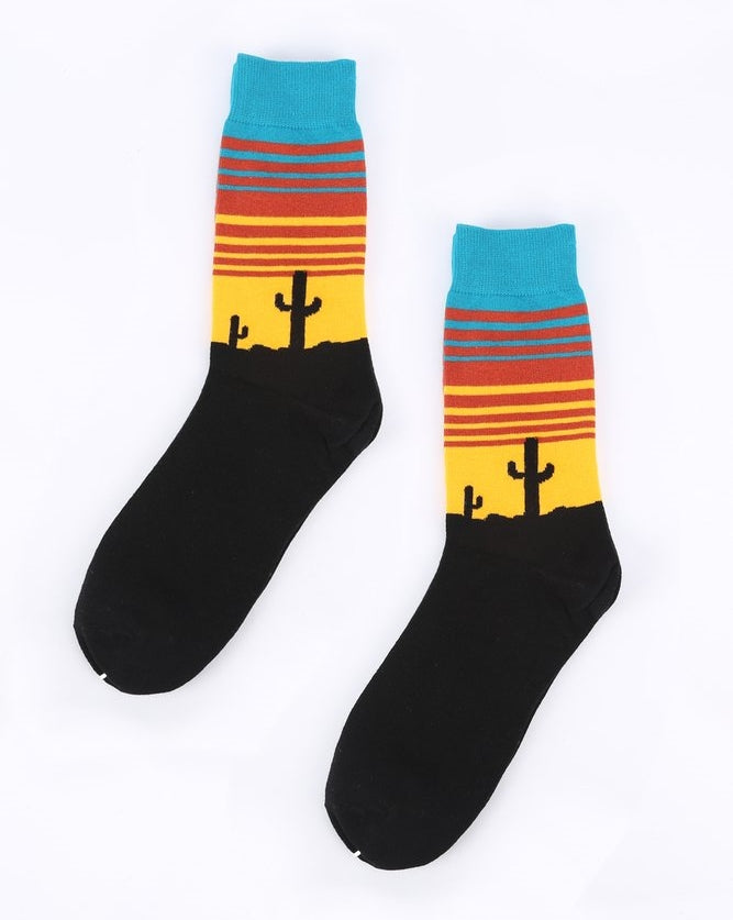 Lonely Cactus in the Desert Socks