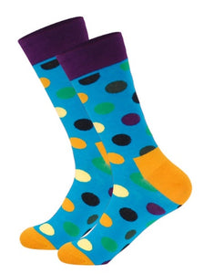Blue, Orange, Light Yellow & Green Polka Dot Socks