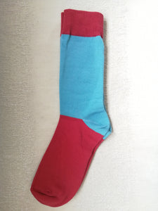 Red & Turquoise Colour Bloack Socks