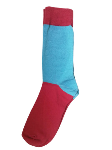 Red & Turquoise Colour Bloack Socks