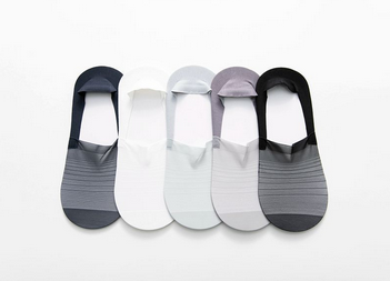 White, Grey, Navy or Black Invisible/Boat Nylon Socks with Non-slip silicone edge