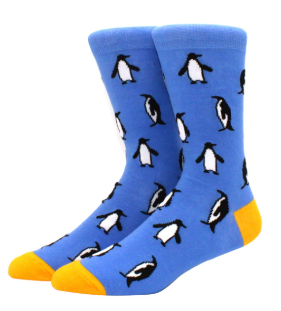 Penguin Cornflower Blue Novelty Socks