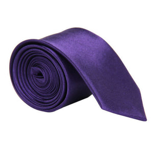 Purple Plain Shiny Skinny Tie