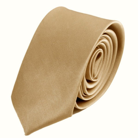 Champagne Plain Shiny Skinny Tie
