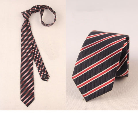 Double Striped Navy Blue Skinny Tie