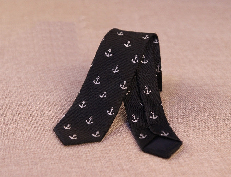 Black Anchor Skinny Tie