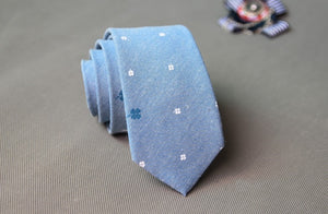 Light Blue Printed Skinny Tie