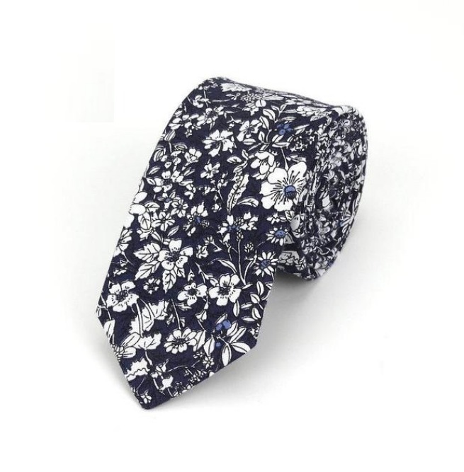 Blue Floral Skinny Tie