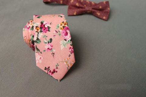 Light Pink Floral Skinny Tie