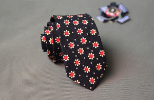 Red and White Floral Skinny Tie