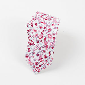 Pink & White Paisley Skinny Tie