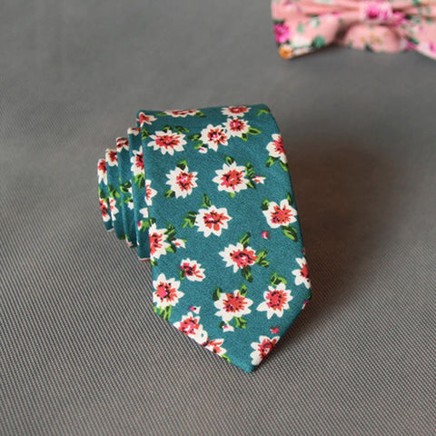 Green Floral Skinny Tie