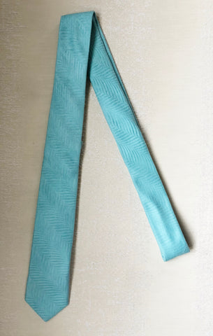 Light Blue Palm Leaf Textured Skinny Tie