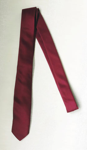 Burgundy Satin Silk Skinny Tie