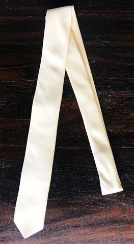 Light Cream Satin Silk Skinny Tie
