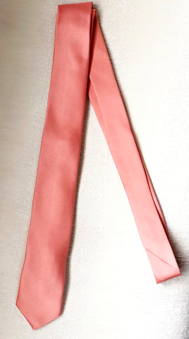 Peach Satin Silk Skinny Tie